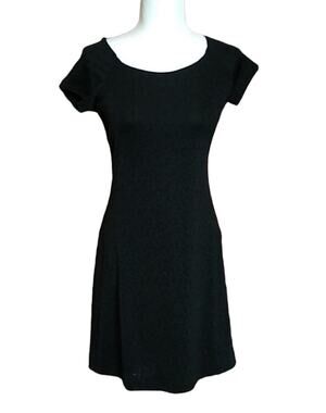 Heart & Soul JRS M Dress Black Leopard Print Fitted Short Sleeve Stretch